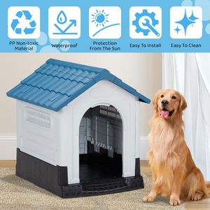 33-Inch Large Plastic Insulated Pet House with Elevated Floor Indoor Outdoor Doghouse with Air Vents & Water Resistant Features - Product Image 5