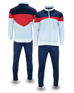 Men Streetwear Color Block Full Length <b>Zip</b> Lightweight Breathable Polyester Tracksuit <b>Jogger</b> Set Crew Neck Side <b>Pockets</b> Front - Product Image 3