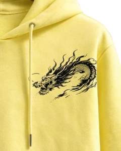Sudadera con Capucha Personalizada con Estampado de Dragón Amarillo para Hombre, Sudadera de Algodón y Felpa, Ropa Casual Urbana, Fabricante Personalizado, Proveedor de Ropa al por Mayor - Product Image 4