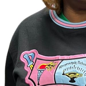 Sudadera Negra Personalizada Sigma Gamma Rho para Mujer, Sudadera con Cuello Redondo para Hermandad Griega, Forro Polar Cálido, Ropa Casual de Calle, Logotipo Personalizado - Product Image 4