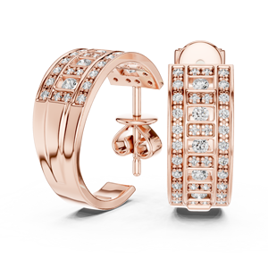 Pendientes Huggie Anchos con Diamantes Creados en Laboratorio, Pendientes de Aro Geométricos Modernos con Diamantes, Elegante Regalo de Joyería con Diamantes para Ella - Product Image 4