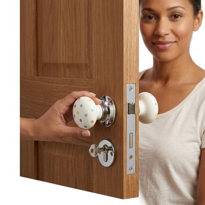 White Polka Dot Porcelain <b>Door</b> Knob Round Cabinet Handle Contemporary Kitchen Drawer Furniture Handle Easy Installation - Product Image 3