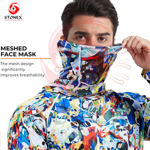 Sudadera con capucha de manga larga para hombre, estampada a color, UPF 50, anti-UV, para pesca, con logo en la manga izquierda y cierre de cremallera. - Product Image 2