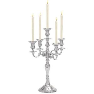 Paire de candélabres 3 lumières en argent antique, porte-bougie colonne en métal de luxe, candélabre de table décoratif cannelé, centre de table de mariage - Product Image 3
