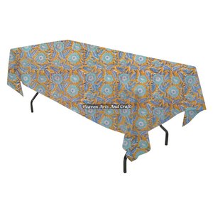 Nappe rectangulaire en coton imprimée à la main de 275 cm, tissu durable et doux, idéale pour la cuisine, le jardin, la décoration de mariage, vente en gros - Product Image 1