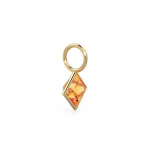 Colgante de oro macizo amarillo de 14k con circonita de 5mm, engaste para joyería / Piedra de nacimiento de noviembre / Gema amarilla con corte princesa - Product Image 4
