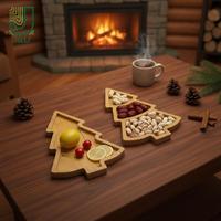 Assiette de service en bois en forme de sapin de Noël, vaisselle fantaisie de qualité alimentaire pour fêtes et réceptions