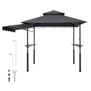 Gazebo a Doppio Livello 8 x 5 Piedi con Griglia Superiore, Tettoia Rinforzata per Barbecue e Pergola in Acciaio Verniciato a Polvere per Patio - Product Image 1