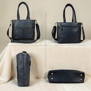 Women Genuine Leather Tote Bag, Lightweight Shoulder Handbag with Dual Adjustable Detachable Straps, Zipper Work Travel Purse - Product Image 3