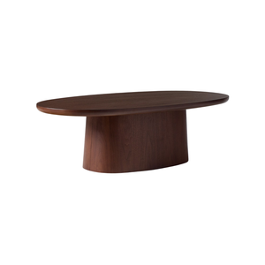 Mesa de Centro Ovalada de Estilo Escandinavo en Madera de Teca con Acabado en Nogal Oscuro, Base de Pedestal Elíptica, Mesa de Centro de Lujo para Sala de Estar - Product Image 5