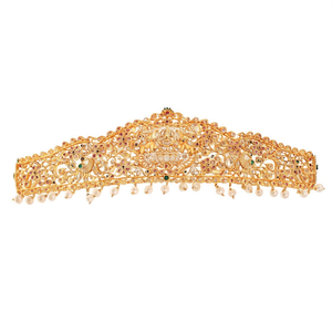 Mahalakshmi Embellished Ottiyanam Casual Alloy Gold Plated Oxidized Polish Earrings - Product Image 2