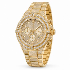 Luxury Women's Yellow Gold <b>Diamond</b> <b>Watch</b> Round Analog Quartz Bracelet - Product Image 6