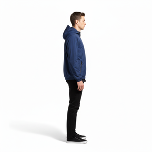 Veste coupe-vent décontractée légère et résistante à l'eau pour l'hiver, service OEM premium, fermeture éclair, col montant, logo personnalisé sur le devant - Product Image 3