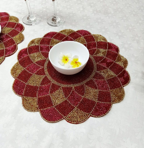 NeedleworkBest Seller Handmade Beaded Placemats and Indian Style Coasters Custom <b>Table</b> Decor Handmade by glowin fashion - Product Image 1