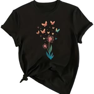 Camiseta holgada con estampado personalizado de alta calidad para mujer, ropa informal con cuello redondo, camisetas de manga corta, camisetas - Product Image 1