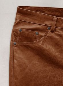 กางเกงหนังสีคอนญัก - สไตล์ยีนส์ - Product Image 3