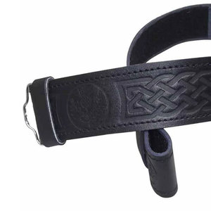 Cinturón de Kilt Escocés de Cuero Negro con Grabado de Cardo para Hebilla, Cinturones Irlandeses de Tartán para Clanes, Venta al por Mayor - Product Image 4