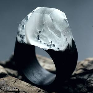 Bague en résine et bois de style moderne artisanale, produit artisanal en bambou et en bois - Product Image 3