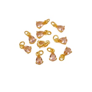 Lágrima morganita cuarzo facetado piedra preciosa chapado en oro latón punta conjunto dijes colgante moda Unisex elegante joyería hecha a mano - Product Image 5