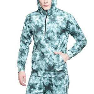 Survêtement tie-dye pour homme, coupe régulière, 100 % polyester, respirant, à capuche, demi-zip, longueur intégrale, poches latérales, collection printemps - Product Image 4