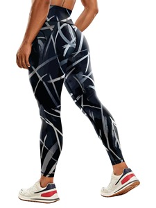 Leggings de yoga taille haute personnalisés pour femmes, en nylon et élasthanne extensibles, avec maille, pour l'entraînement, le fitness et le sport - Product Image 2