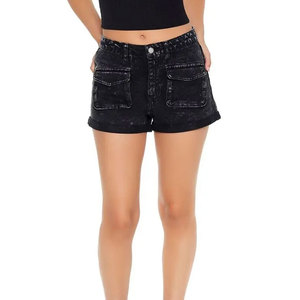 Shorts pour femmes Econex Sports Relax Wear Acid Wash - 100% coton, fermeture à boutons, motif uni, design et taille personnalisés - Product Image 1