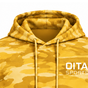 Gold <b>Camo</b> Pullover Hoodie Men Custom Printed Fleece Sweatshirt Kangaroo Pocket Drawstring Long Sleeve Outdoor Casual Hooded <b>Top</b> - Product Image 3