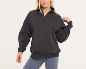 Sweat-shirts et sweats à capuche pour femmes de haute qualité, fabriqués sur mesure, demi-zip, manches longues, broderie, polaire, prix de gros direct usine - Product Image 1