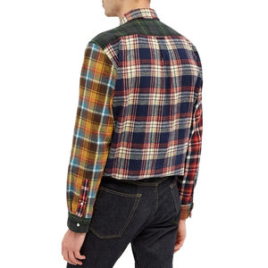 Customized Logo Flannel Shirt for Men <b>Patch</b> Pocket Curved Hem Plaid Pattern Full Sleeve Length Casual Style Made Flannel shirts - Product Image 3