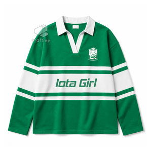 Camiseta de Rugby Iota Phi Lambda para Mujer, con Cuello, Bloques de Color, Estilo Universitario, Polo de Rugby con Letras Griegas Bordadas, Top Deportivo - Product Image 1