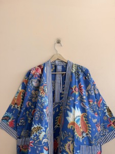 Bata de algodón con estampado floral para mujer, manga larga, largo completo, ropa informal, ropa de dormir - Product Image 4