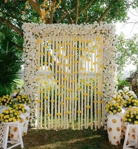 Artificial Yellow White Marigold Backdrop Setup Garland Indian Wedding Backdrop Wreaths Graduation <b>Easter</b> Favor Home Decor - Product Image 3