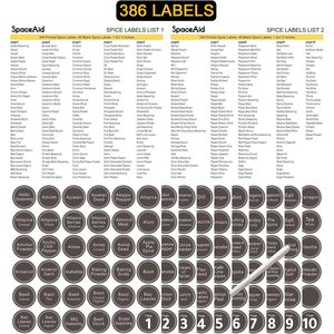 Organisateur de 28 pots à épices, 386 étiquettes pour épices, marqueur à craie et entonnoir pour armoire, comptoir, garde-manger, placard - Product Image 5