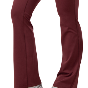 Burgundy <b>Flared</b> Yoga <b>Leggings</b> Women High Waist Gymwear Stretch Fitness Training Workout Activewear Performance Pants - Product Image 6