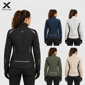 Chaqueta Softshell para Motocicleta X Sports City para Mujer, Manga Larga, Cierre de Cremallera, Resistente al Viento, Cuello Alto, Reflectante, Color Sólido - Product Image 2