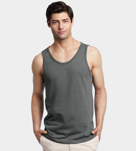 Débardeur en tricot uni à col rond pour homme, gris, décontracté, sans manches - Product Image 1