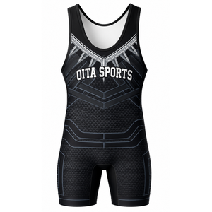Men Black Gray Sublimated Wrestling Singlet <b>Athletic</b> Polyester Wrestling Suit Training Match Performance Sports Clothing - Product Image 2
