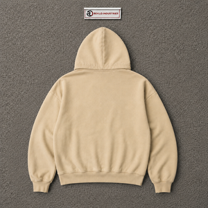 Beige Oversized Hoodie Premium Graphic Streetwear <b>Sweatshirt</b> Unisex Heavyweight Fleece Pullover With <b>White</b> Typography Casual Fit - Product Image 6