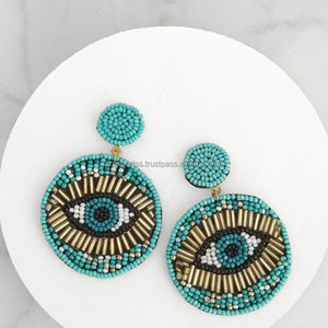 Multicolor lindo fiesta aro semilla cuenta declaración pendientes Unisex moda protectora joyería ligera hecha a mano - Product Image 5