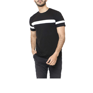 เสื้อยืดผู้ชายสีดำล้วน ทรงปกติ น้ำหนัก 220 กรัม  แบบเรียบ  สำหรับใส่ลายกราฟิก  พร้อมแผงสีขาว  รุ่นท็อปเฮฟวี่เวท - Product Image 1