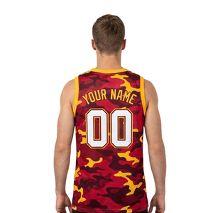 Basketball Uniform Set <b>Camo</b> Print Jersey Fitted <b>Shorts</b> for Adults V-Neck Sleeveless Team Kit Name Number 100% Polyester - Product Image 4