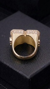 AR <b>Initial</b> Diamond <b>Ring</b> with Baguette, Emerald & Round Diamonds in Yellow Gold Custom Letter Hip-Hop <b>Ring</b> Luxury Statement Gift - Product Image 2