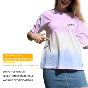 Women's Oversized Ombre Tie-Dye T-Shirt Lightweight Polyester Half Sleeve Round Neck Casual Custom Logo Summer <b>Top</b> - Product Image 4