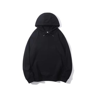 Unisex Pastel <b>Black</b> Pullover Hoodie Heavyweight Cotton <b>Fleece</b> Sweatshirt With Kangaroo Pocket And Adjustable - Product Image 4