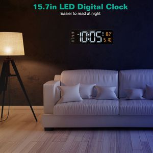 Orologio da Parete Digitale LED da 15,7 Pollici con Telecomando, 10 Livelli di Luminosità, 3 Impostazioni di Allarme, Formato 12/24 Ore, Conto alla Rovescia, Temperatura - Product Image 2