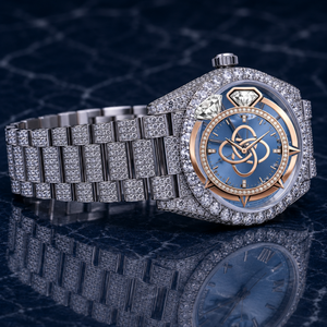 Montre de luxe à cadran rond en moissanite pour homme, bracelet entièrement serti de diamants - Product Image 2