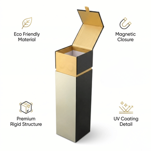 Diviseur de boîte en papier kraft écologique |   Emballage double bouteille marron avec laminage mat, revêtement UV, gaufrage et éponge recyclée - Product Image 6