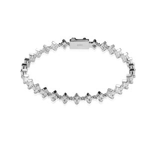 Ramdut Impex Princess Cut 925 Sterling <b>Silver</b> Elegant Moissanite Blossom Style Tennis <b>Bracelet</b> <b>Bangles</b> - Product Image 2
