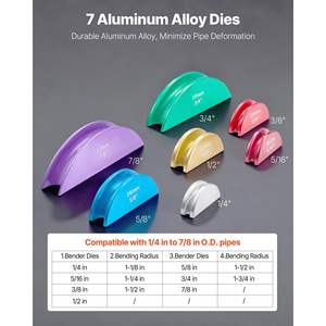 Kit de pliage de tubes compact 1/4 7/8 pouces, matrices en alliage d'aluminium avant/arrière, outil de pliage manuel 7 couleurs pour le cuivre, le CVC et l'air - Product Image 4