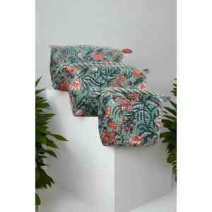 Bolsa de Maquillaje Acolchada, Pequeña, Portátil, Gris, para Mujer, con Borlas, Logotipo, Cierre, Asa Suave, Estilo Rajasthani - Product Image 4